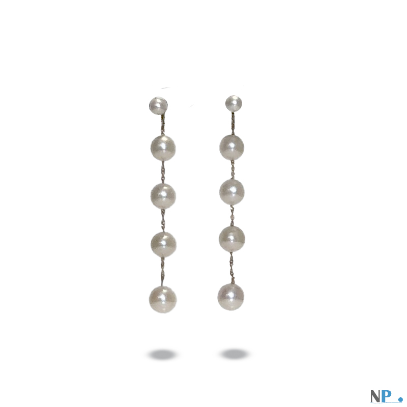 Boucles d'oreilles de perles d'Eau Douce avec 5 perles sur chaque boucle